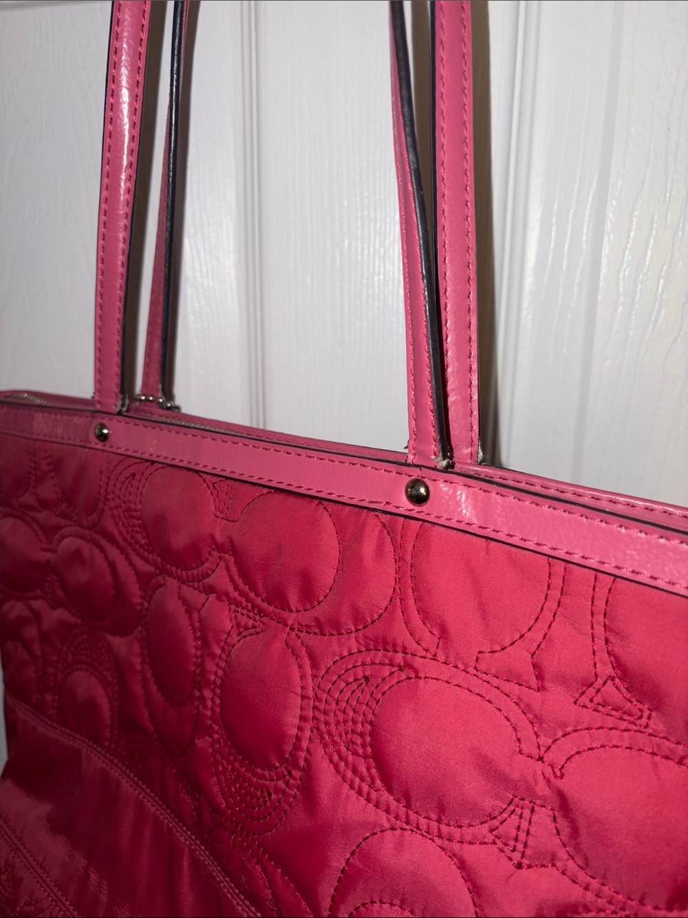 Coach Y2K Fuchsia Quilted Nylon Monogram Tote Bag - Picture 12 of 15